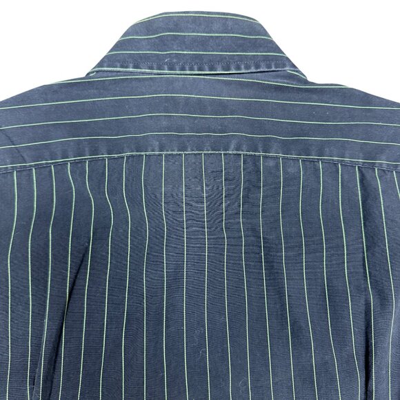 Men's ZARA Button-Down Dress Shirt Charcoal‎ w/ Lime Pinstripe- Size Medium - Picture 3 of 7